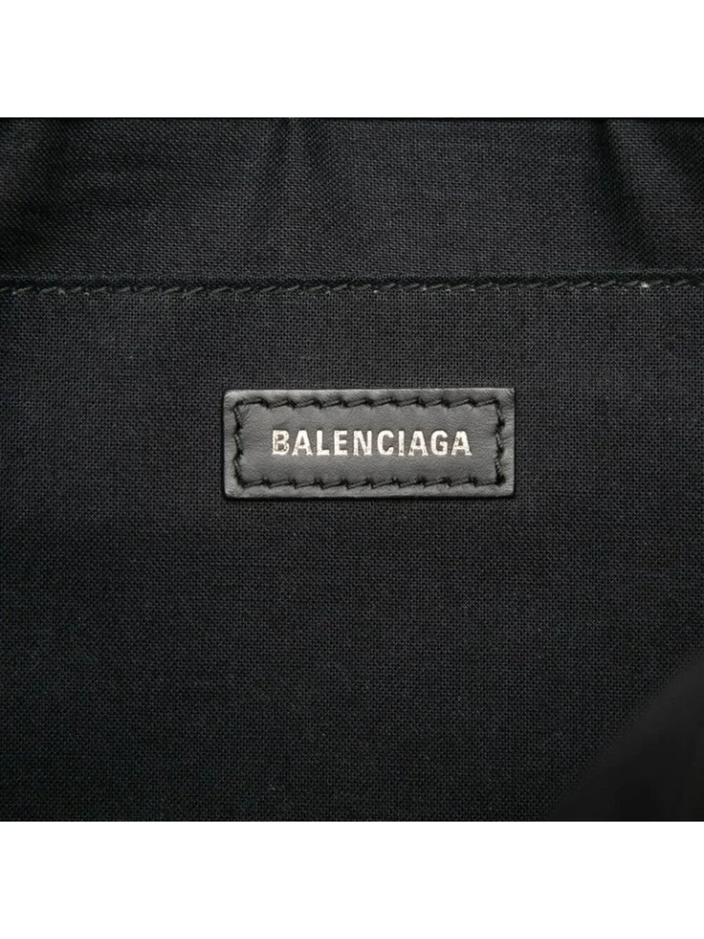 Balenciaga Navy Clip M Clutch Beige Black Canvas Leather